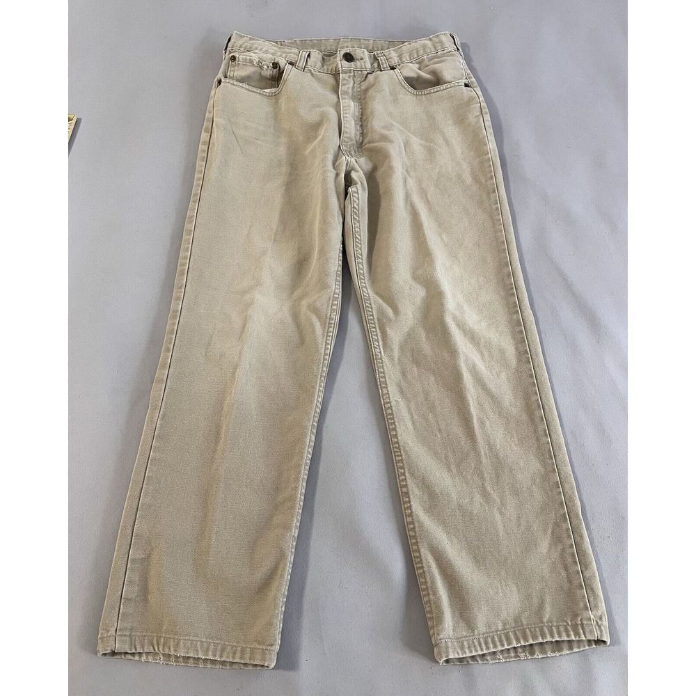 Vintage 90s Made In USA Polo Ralph Lauren Tan Beige Denim Jeans Measured 32x 26